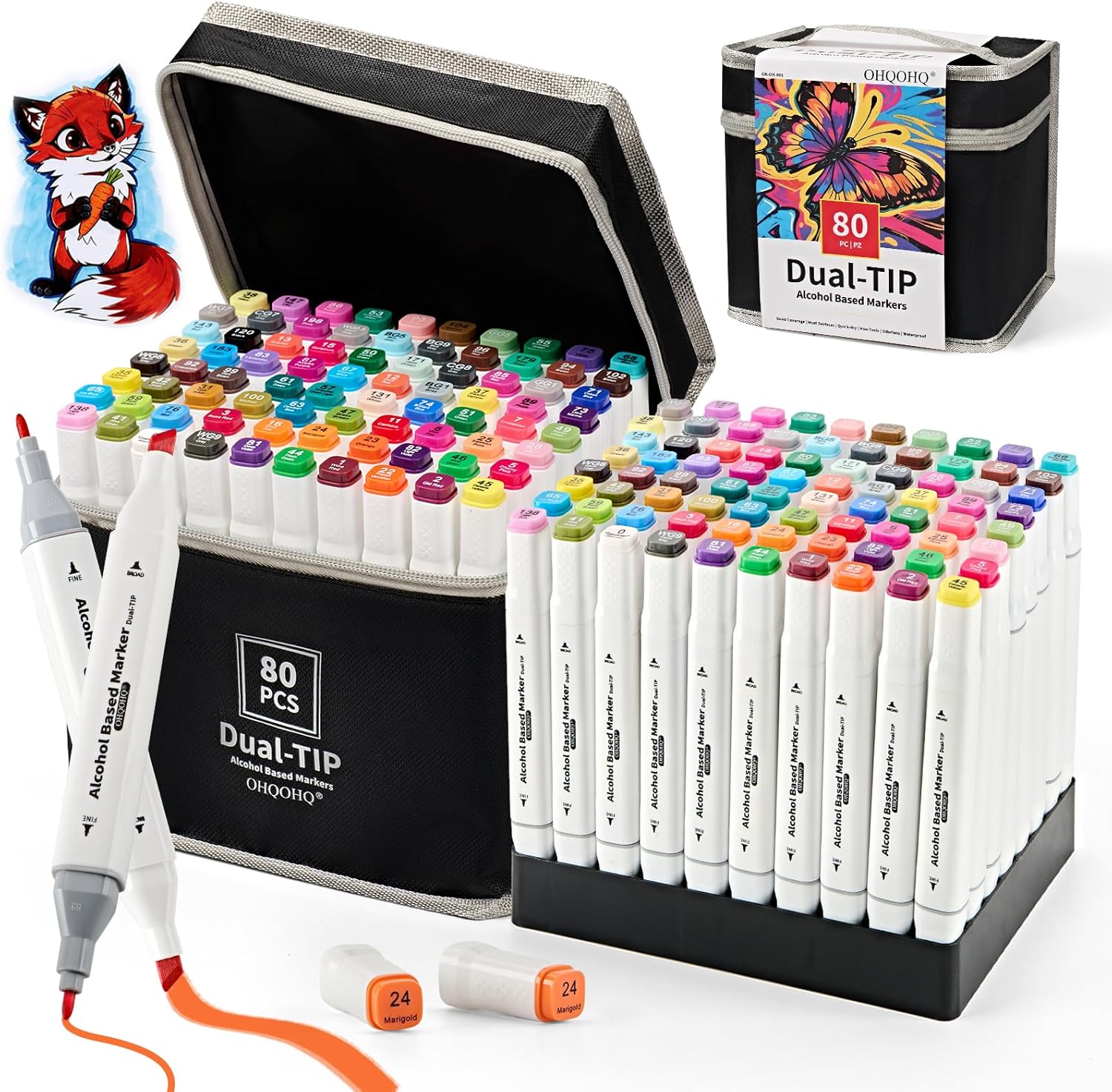 Illustration Marker Set - Alcohol Markers Set 80 Colors, Dual