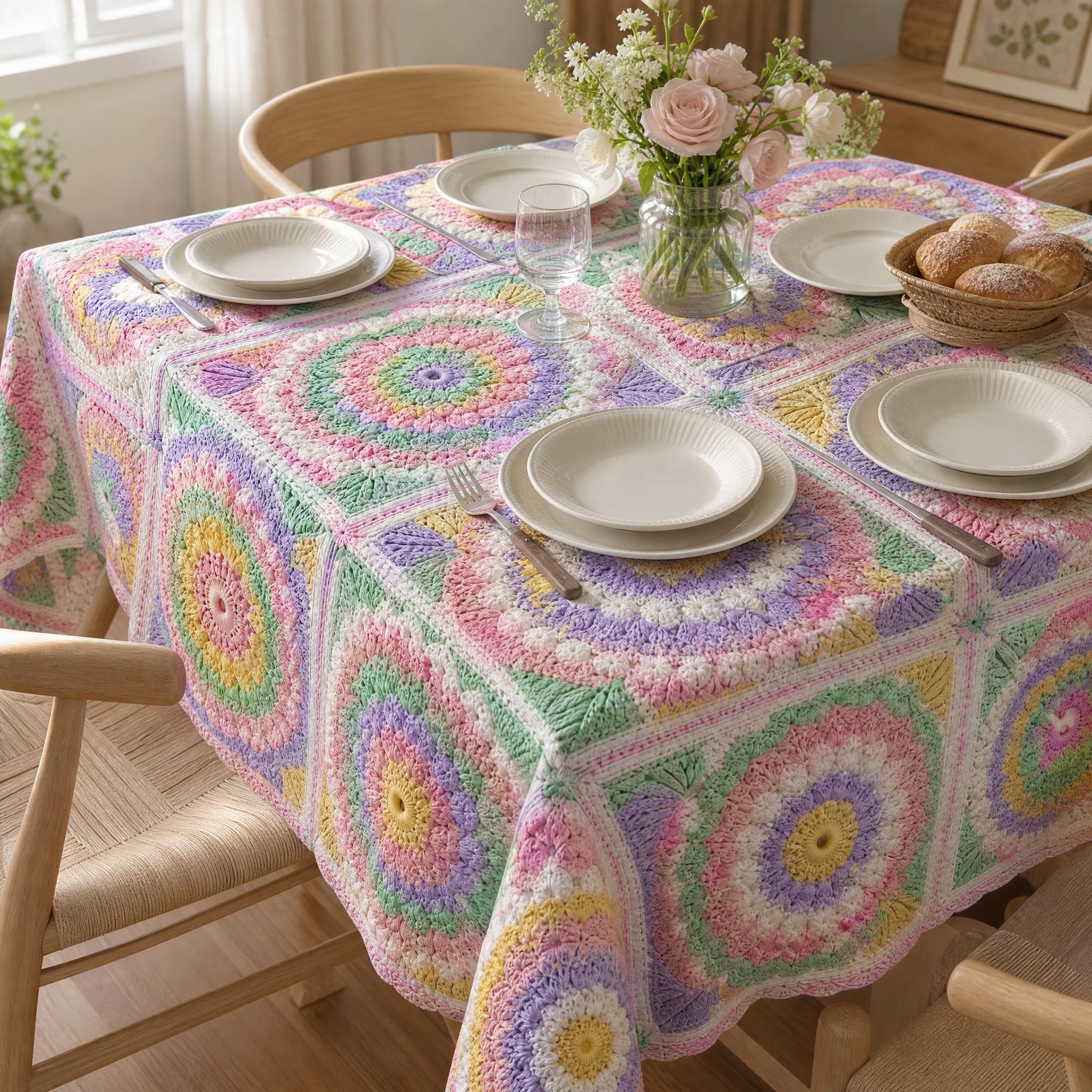 Art Craft Activity - Crafting & Crochet Revival Style Tablecloth,