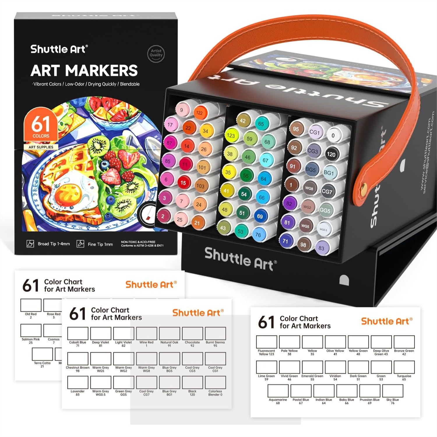 Illustration Marker Set - 61 Colors Alcohol Markers, Dual Tip