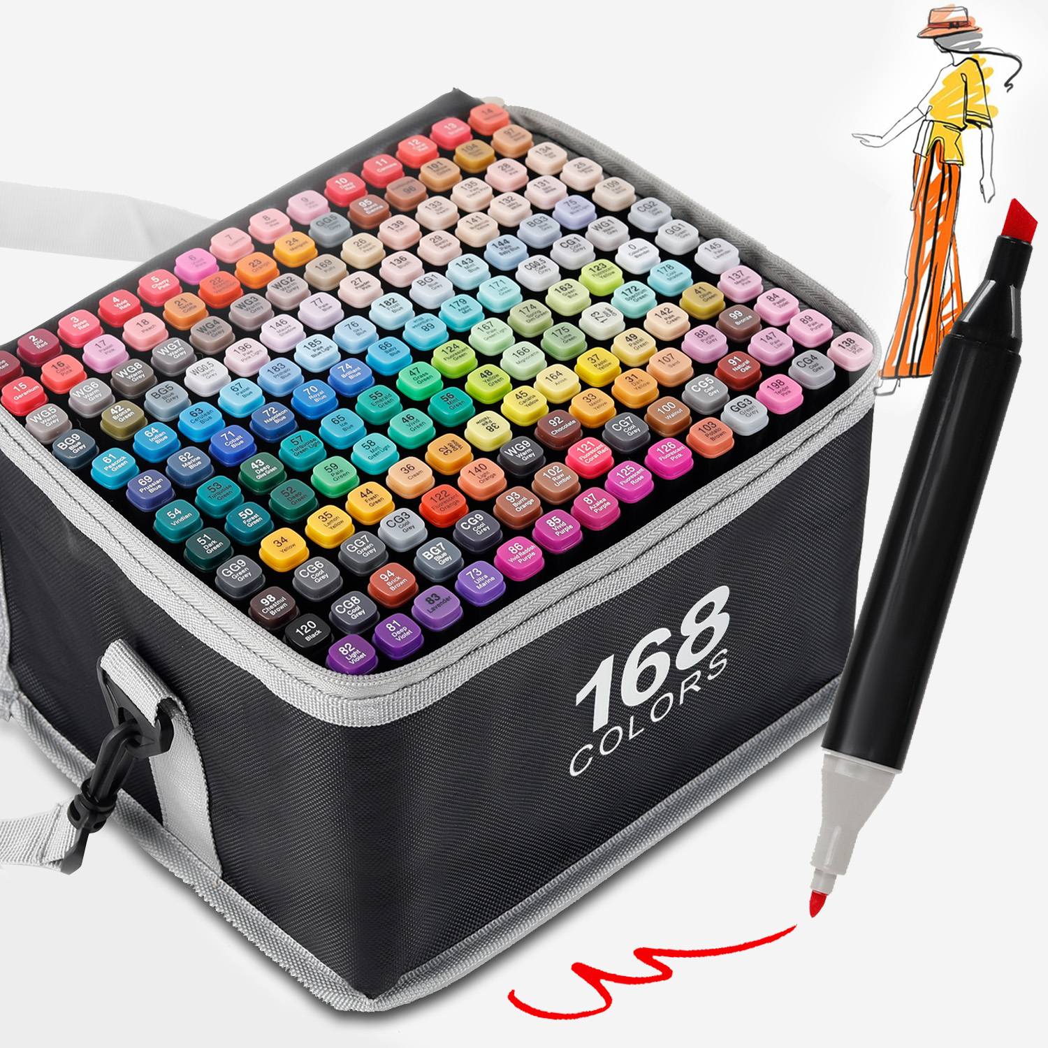 Illustration Marker Set - 24/48/80/120/168/262 Colors Professional Drawing Markers Dual