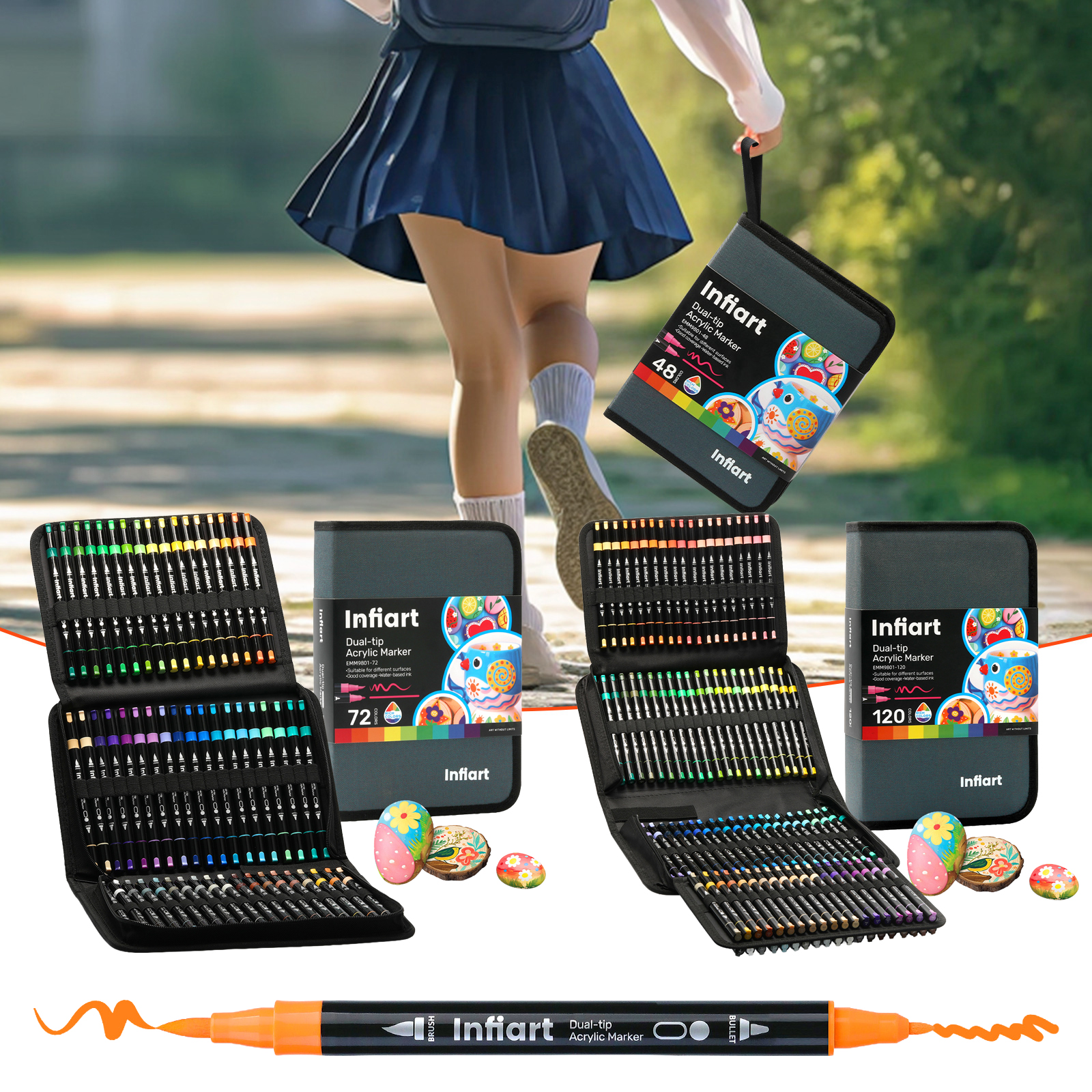 Illustration Marker Set - Dual-Tip Acrylic Marker Set with 48/72/120