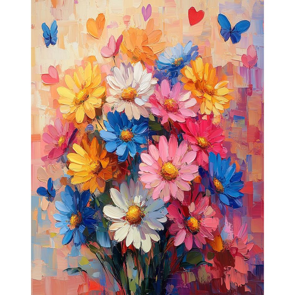 Wallpaper Art And Craft - RUOPOTY Colorful Daisy 5d Diamond Painting