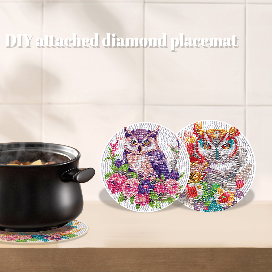 Art Craft Kitchen - 3Pcs Diamond Art Painting Placemat kit,Colorful