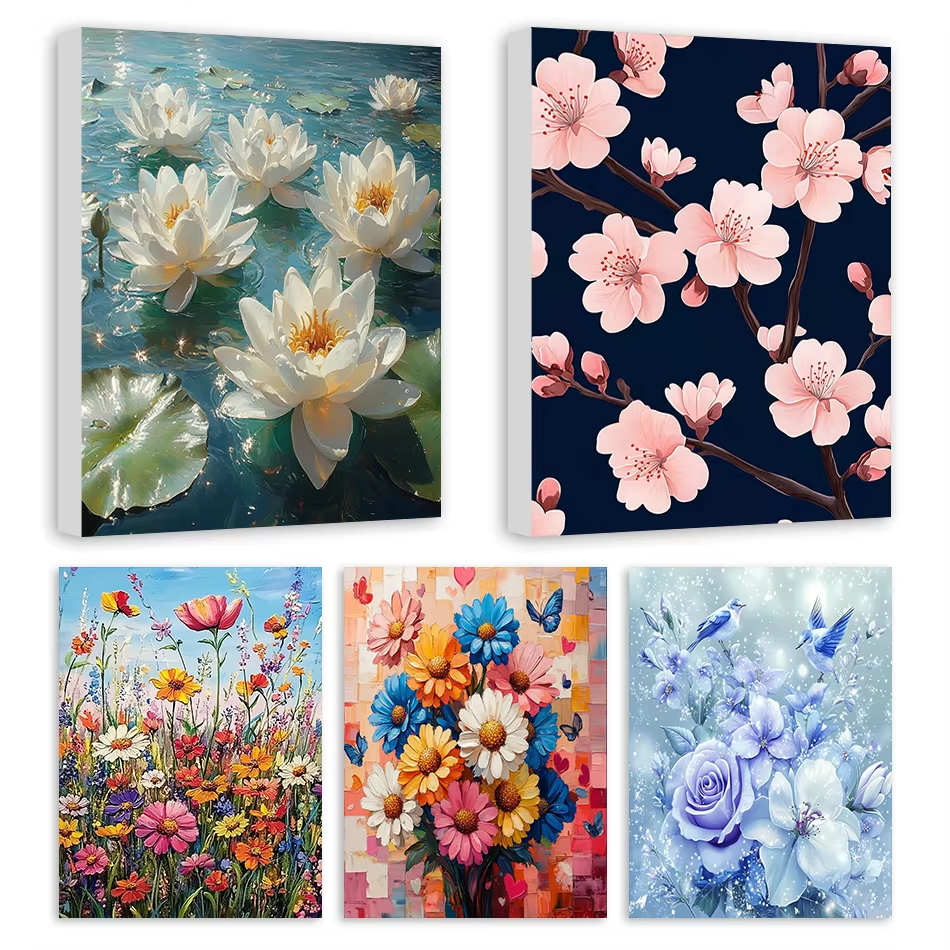 Art Craft Letter A - Oil Painting By Numbers Flower Art