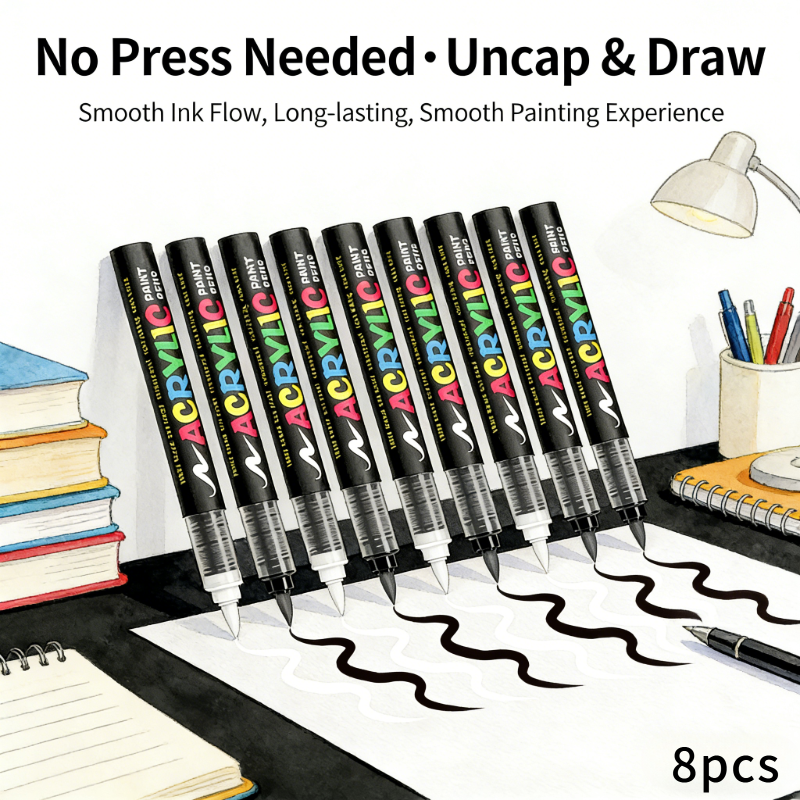 Illustration Marker Set - 8-pack black and white dual color