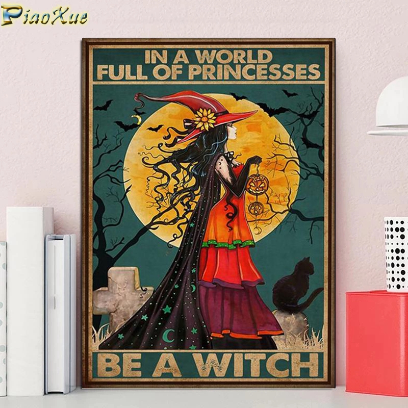 Witch And Cats 5D Diy Diamond  - Wallpaper Art And Craft recensie en prijs