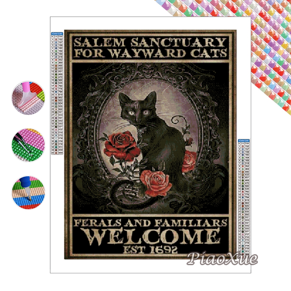 Witch And Cats 5D Diy Diamond  - Wallpaper Art And Craft recensie en prijs