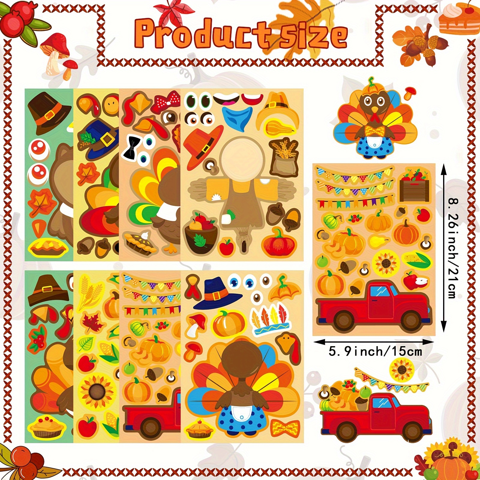 8/16Sheets Thanksgiving Turkey - Art And Craft Autumn recensie en prijs