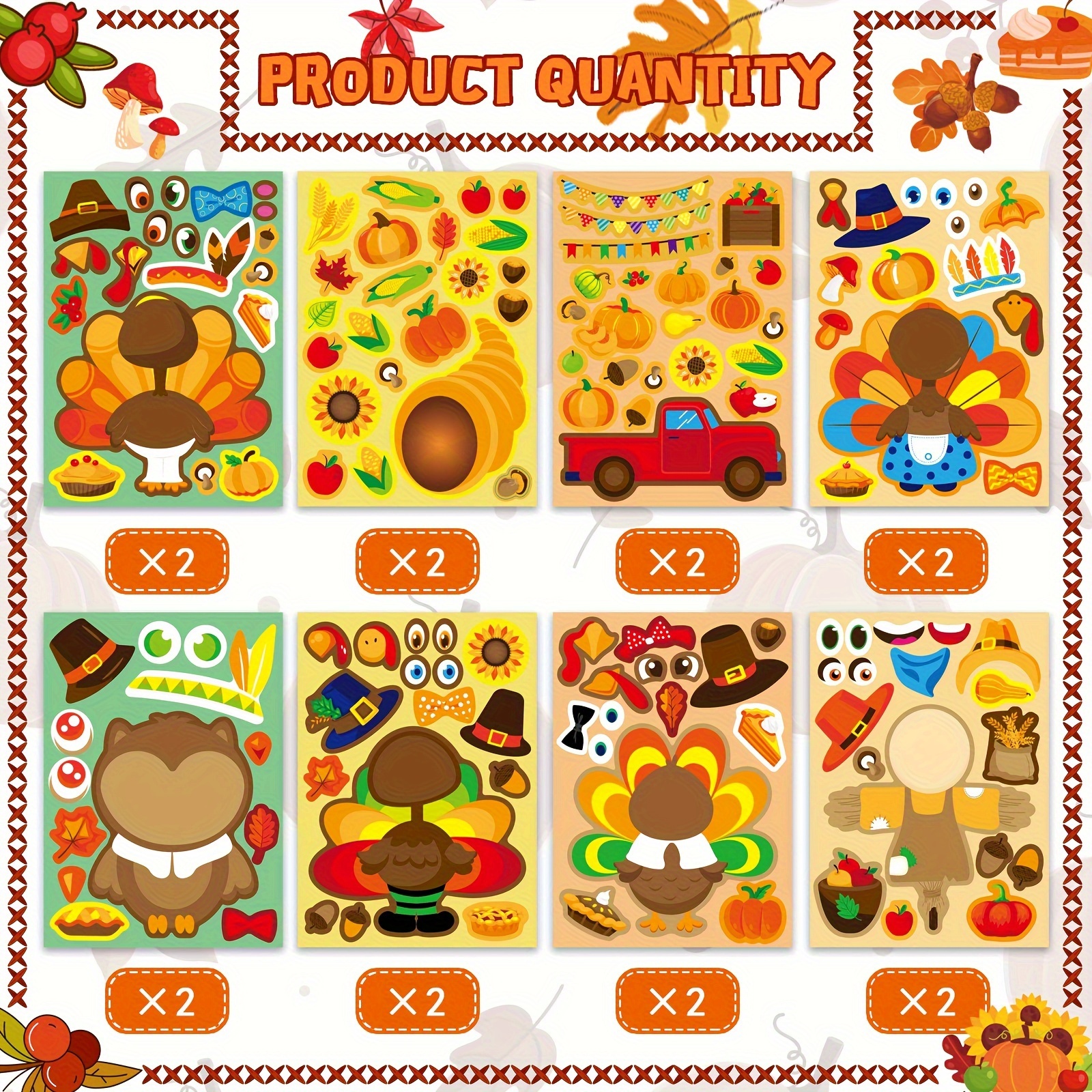 8/16Sheets Thanksgiving Turkey - Art And Craft Autumn recensie en prijs