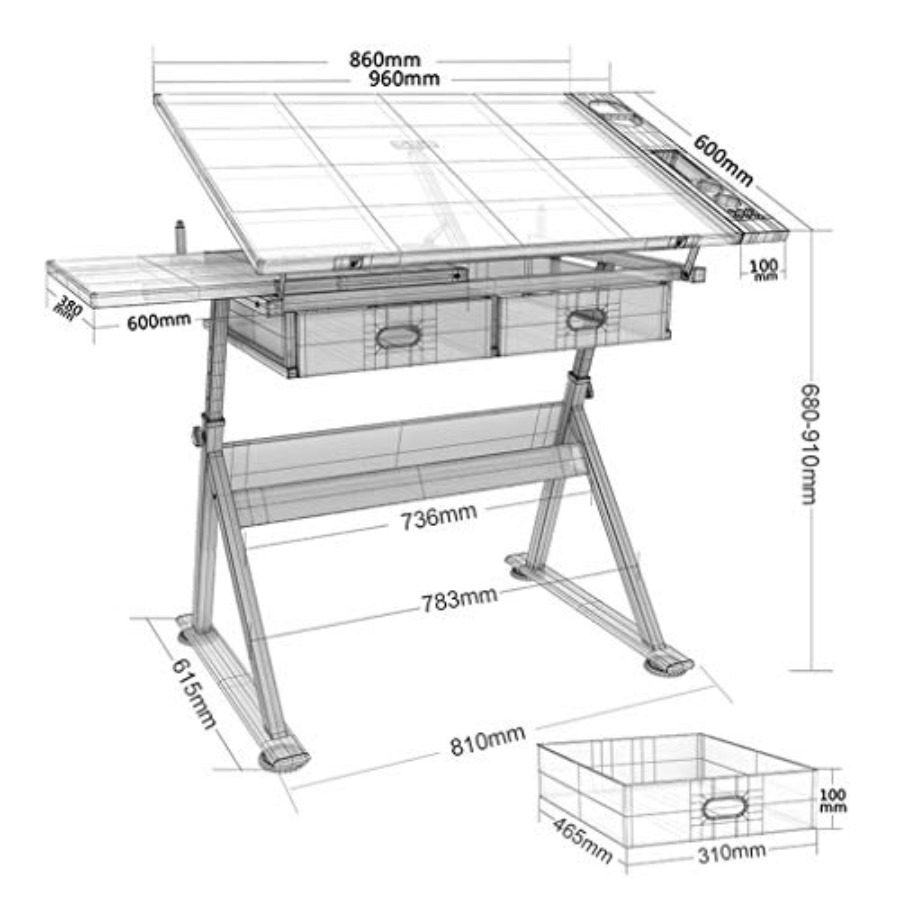 Drafting Table with Storage He - Art & Craft Job Vacancies recensie en prijs