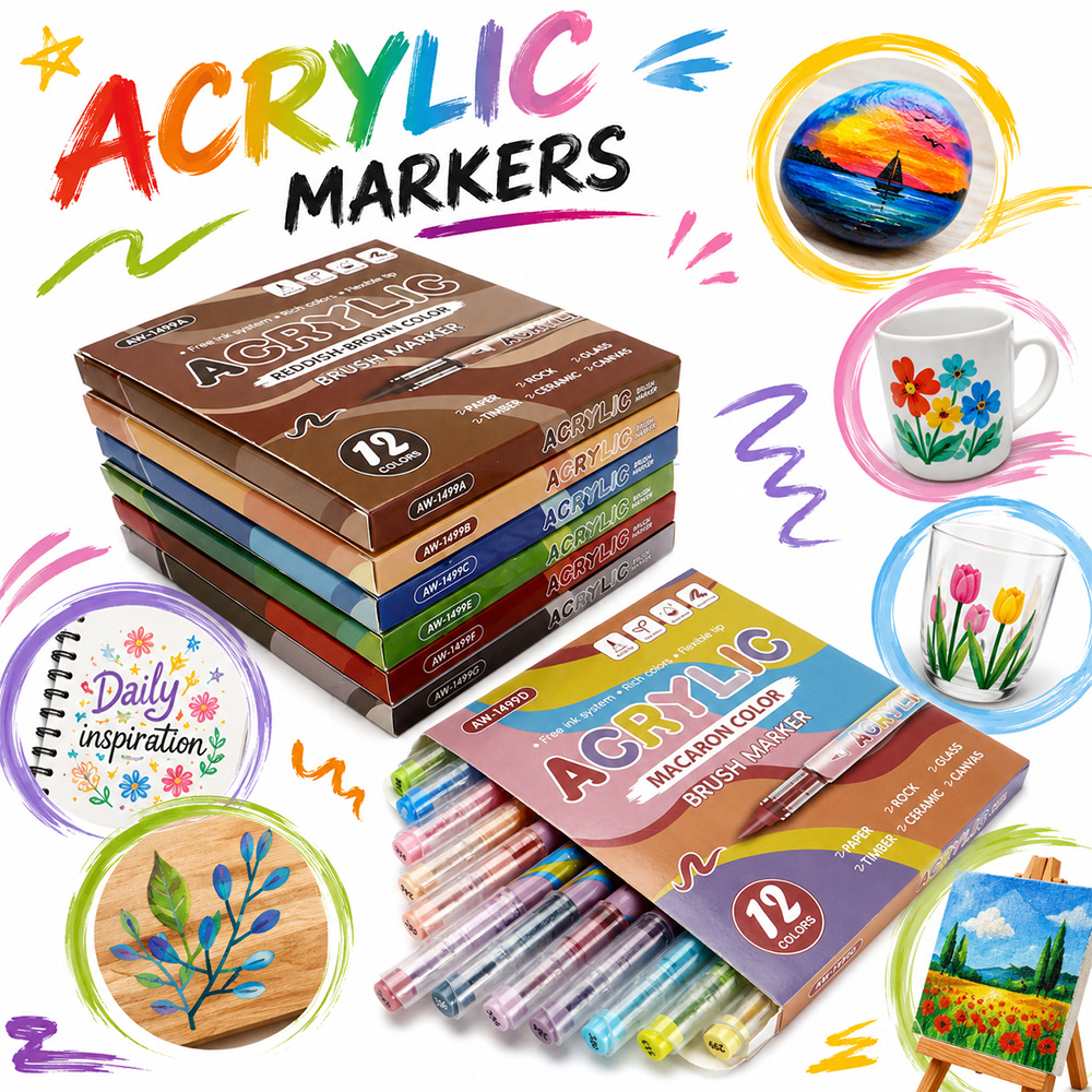 12Colors Acrylic Marker 7 Them - Illustration Marker Set recensie en prijs
