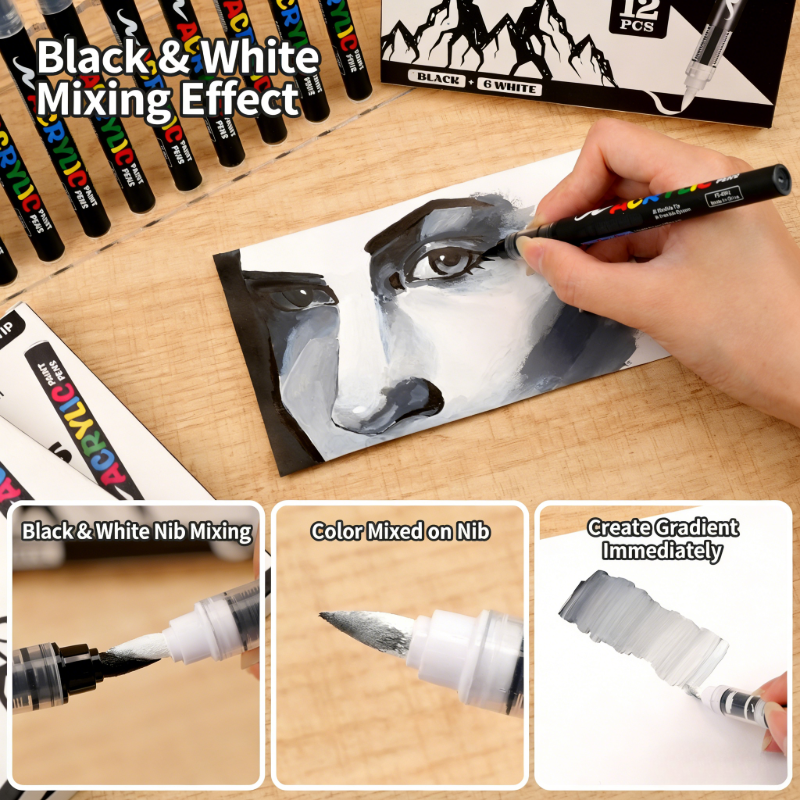 8-pack black and white dual co - Illustration Marker Set recensie en prijs